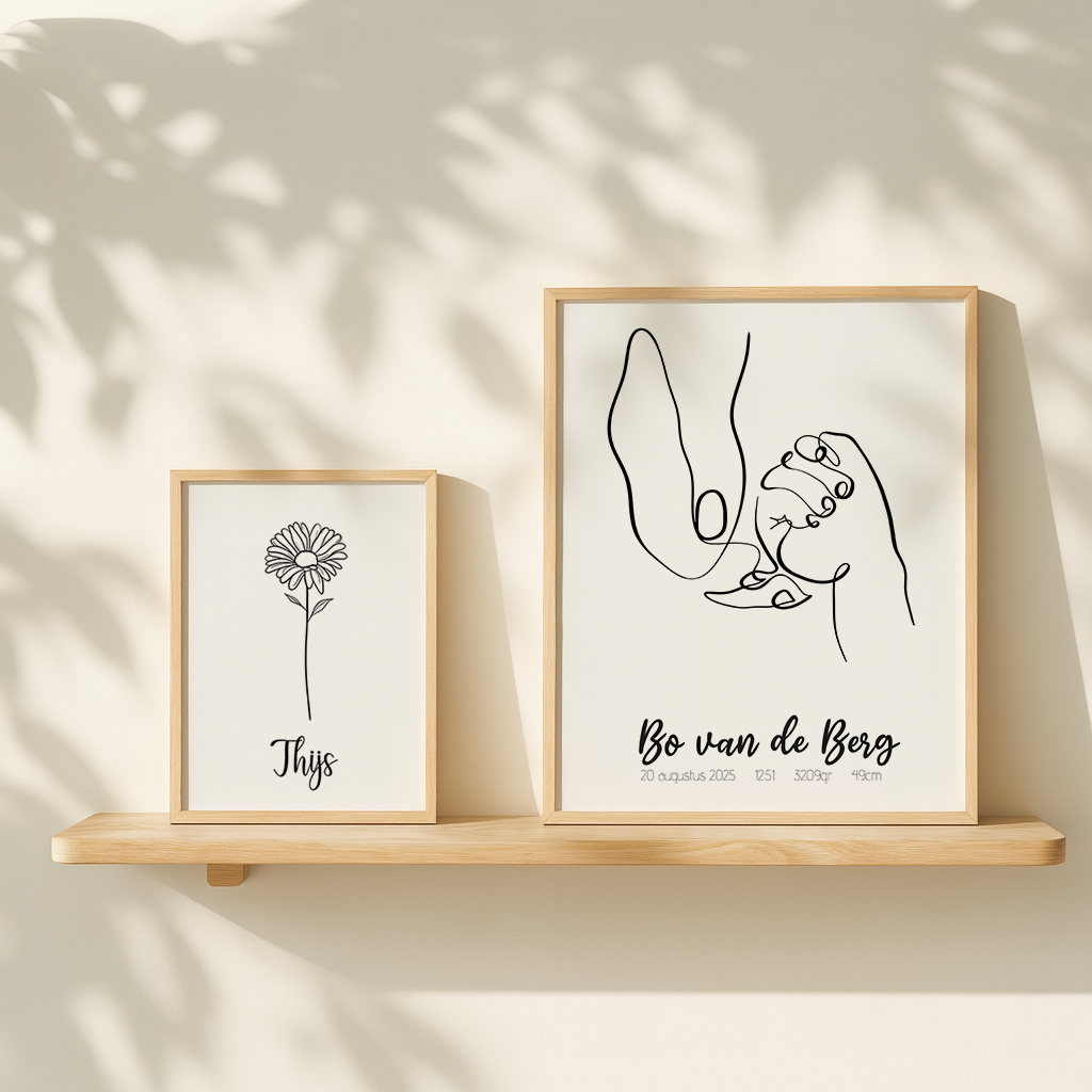 Lijntekening Baby Handjes Poster