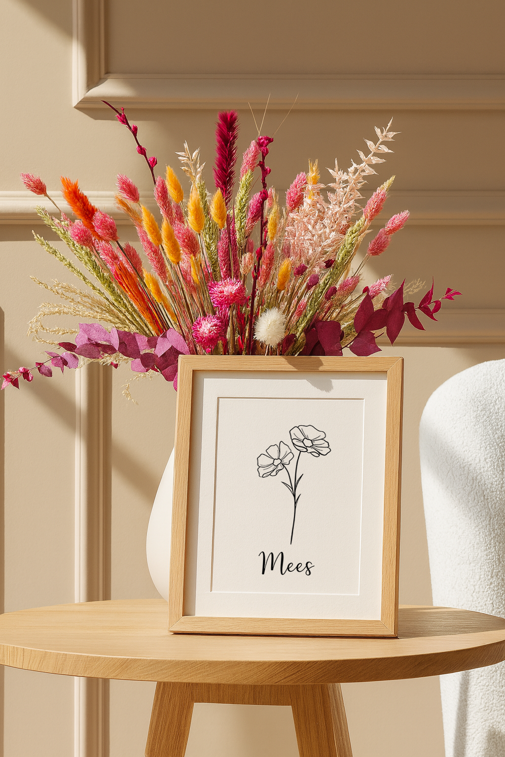 Geboortebloem met Naam Poster