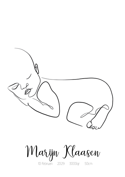 Geboorte Lijntekening Dromerige Baby