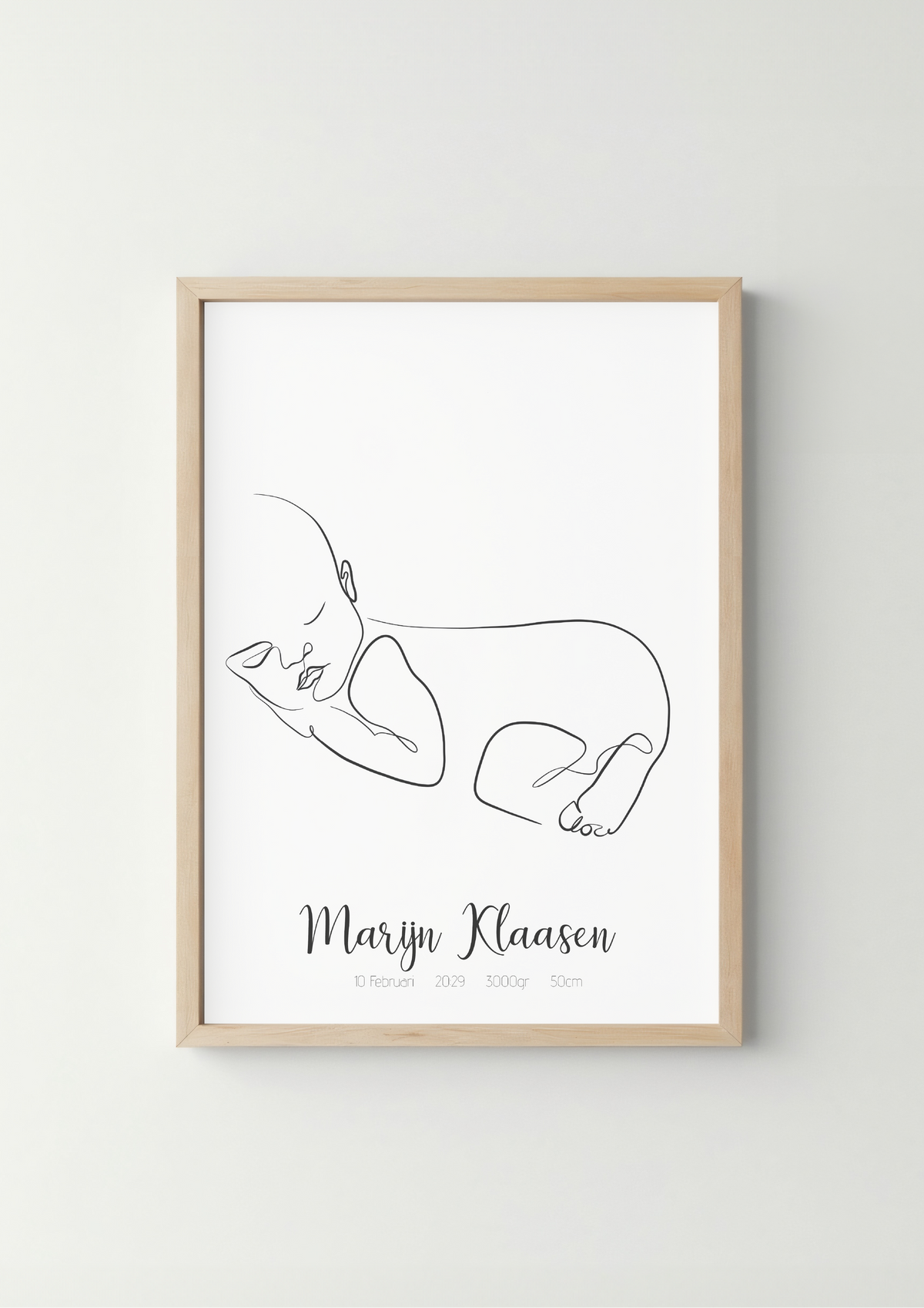 Geboorte Lijntekening Dromerige Baby