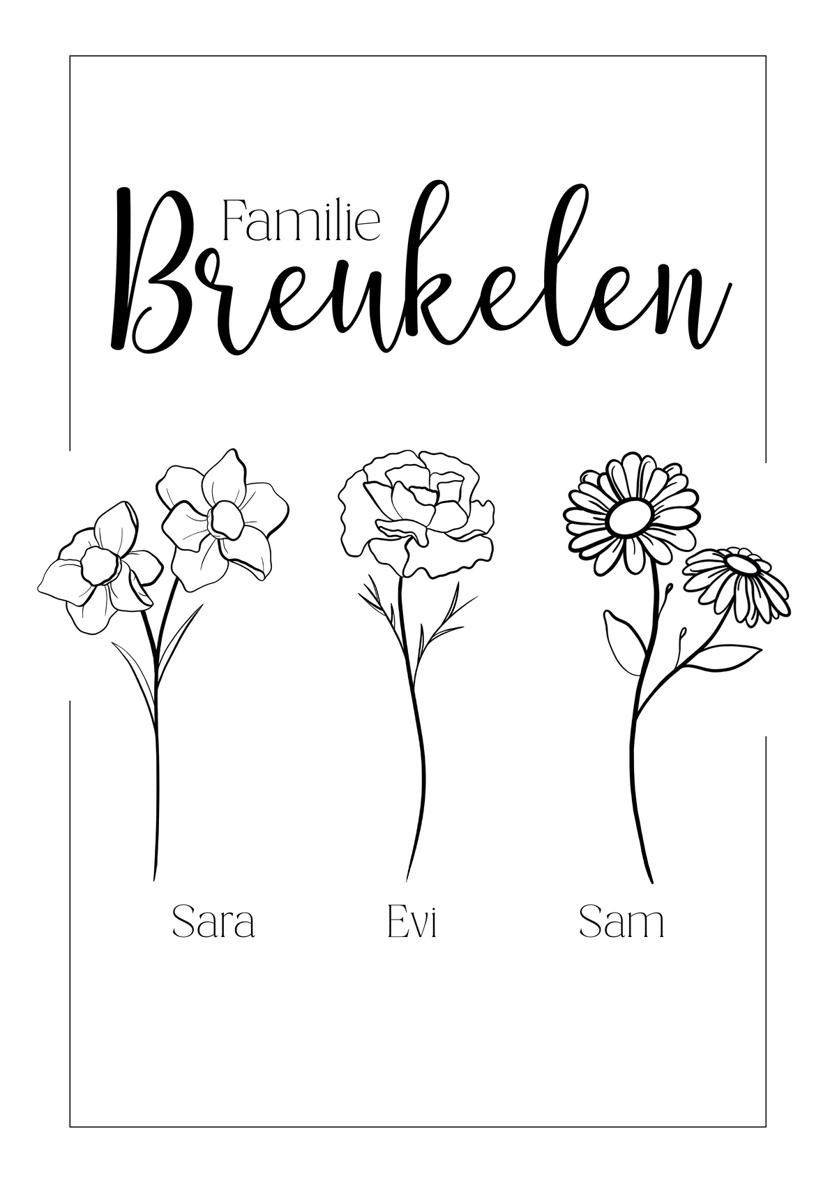 Geboortebloem Gezin Poster