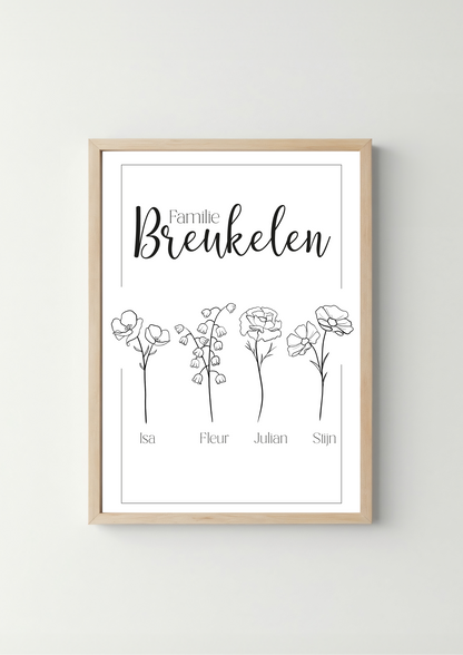 Geboortebloem Gezin Poster