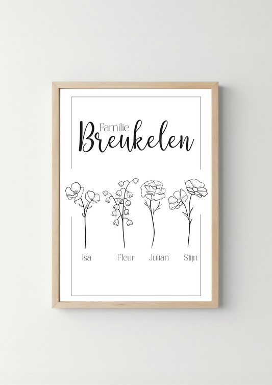 Geboortebloem Gezin Poster