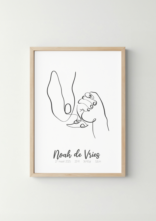 Lijntekening Baby Handjes Poster