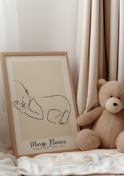Geboorte Lijntekening Dromerige Baby