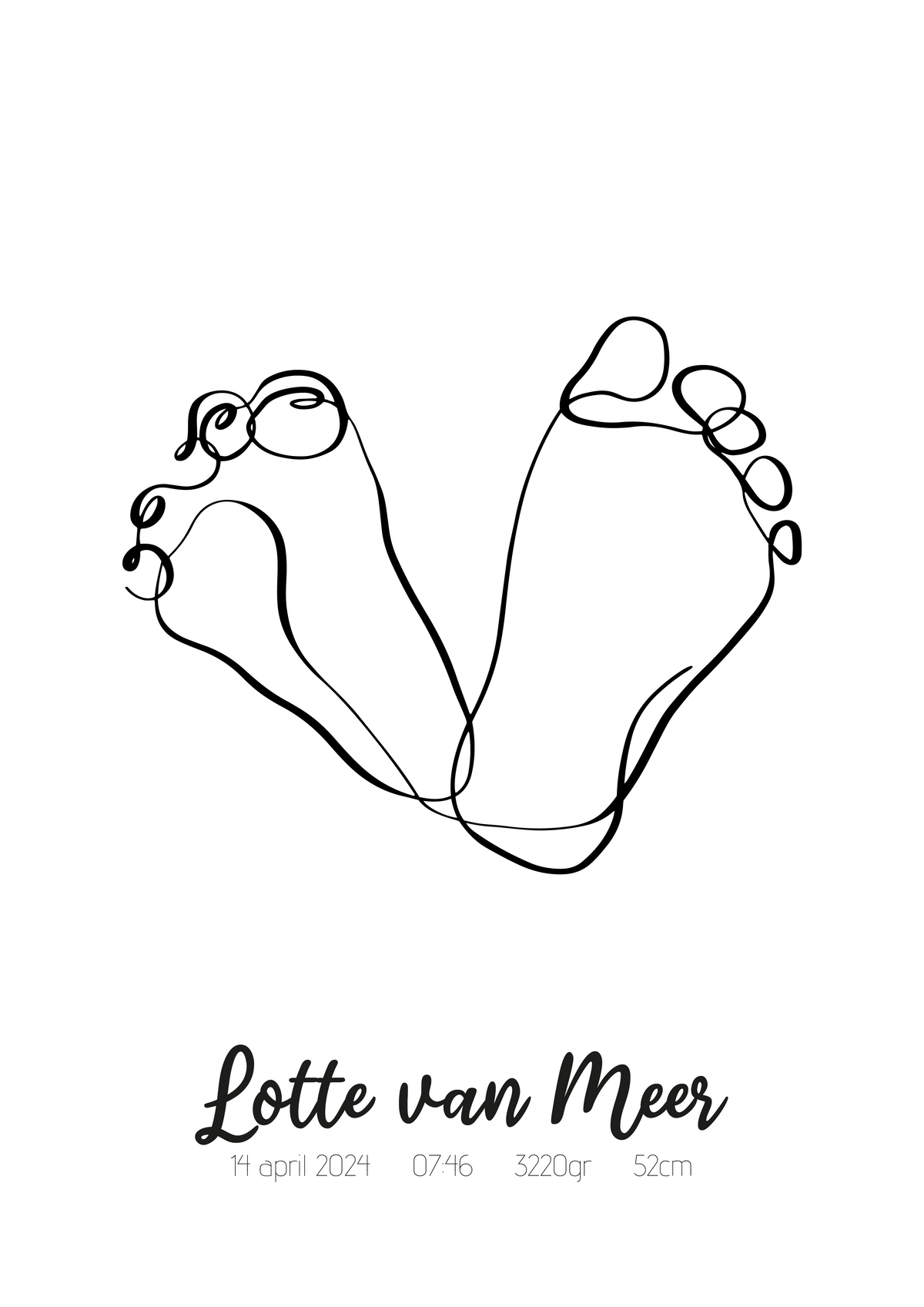 Lijntekening Baby Voetjes Poster
