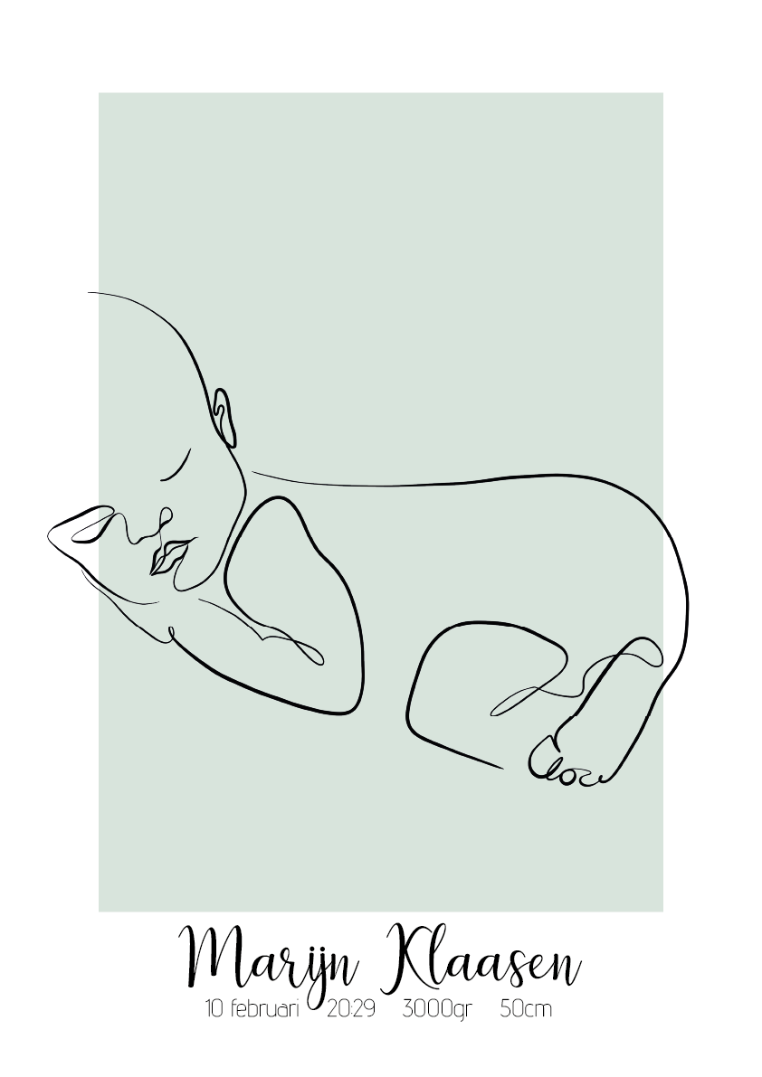 Geboorte Lijntekening Dromerige Baby