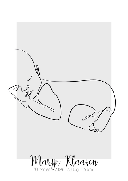 Geboorte Lijntekening Dromerige Baby