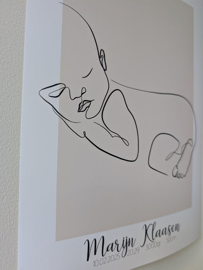 Geboorte Lijntekening Dromerige Baby