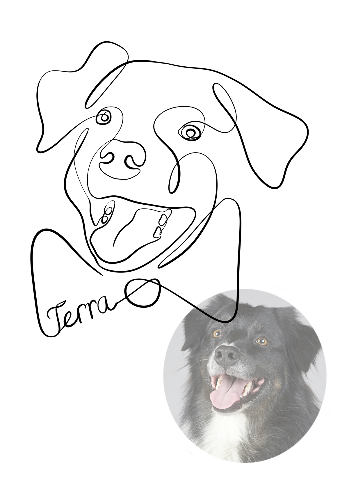 Gepersonaliseerde lijntekening hond zwart