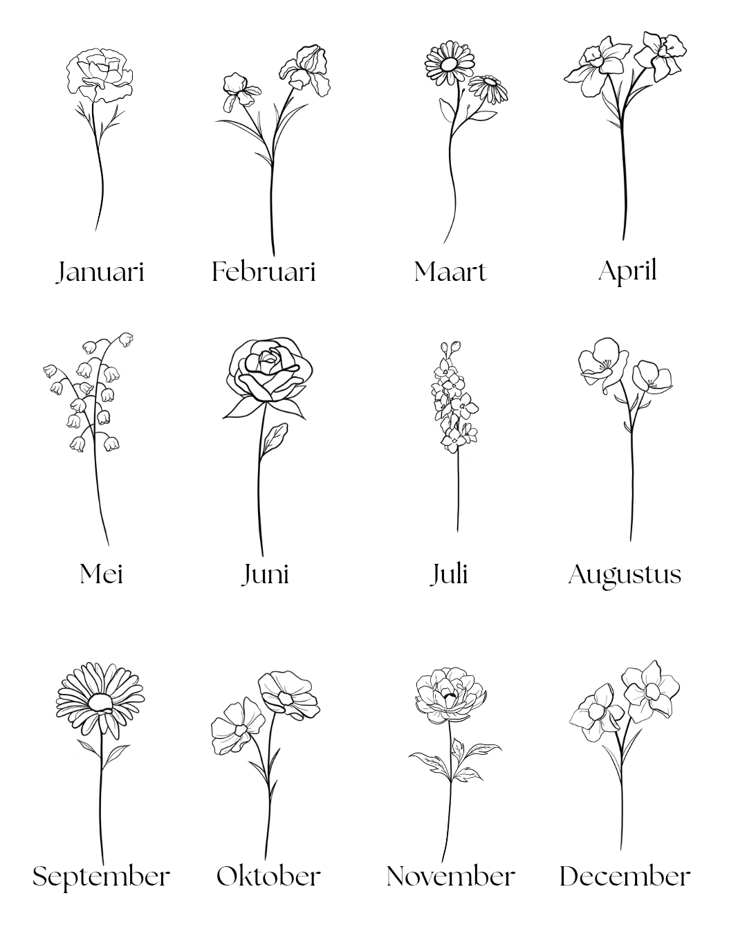 Geboortebloem met Naam Poster