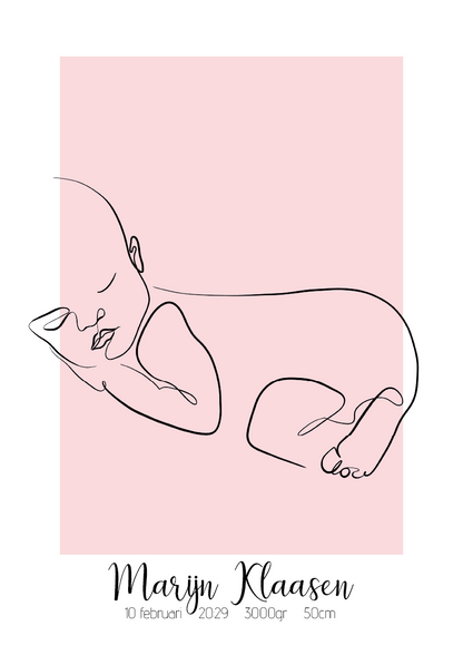 Geboorte Lijntekening Dromerige Baby